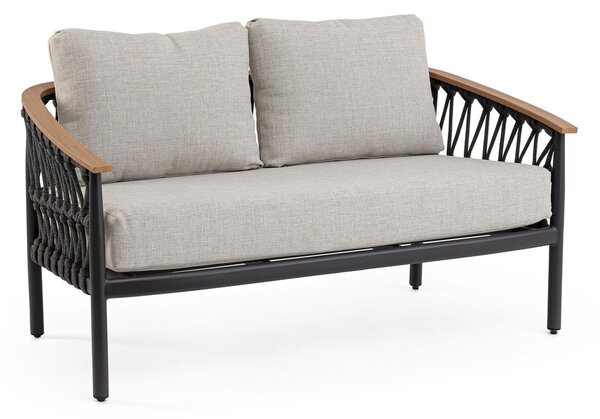 Divano da Giardino 2 Posti con Cuscini 140x75x85h cm in Alluminio e PP Fenix Antracite