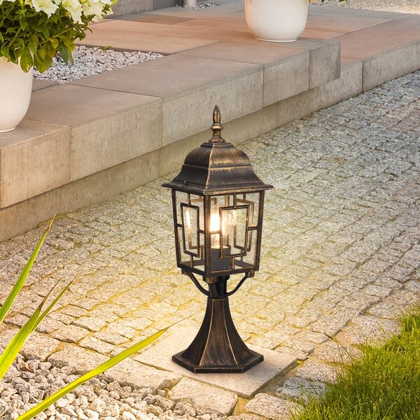 Trio Lighting Lampioncino Volturno, color ruggine, altezza 47 cm, alluminio dimmerabile, Marrone / Ruggine, Alluminio, Antico