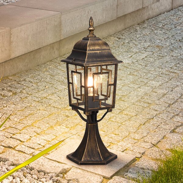 Trio Lighting Lampioncino Volturno, color ruggine, altezza 47 cm, alluminio dimmerabile, Marrone / Ruggine, Alluminio, Antico