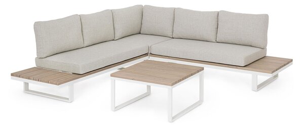 Set 4 Pezzi Salotto da Giardino con 2 Divani 1 Poltrona Angolare e Tavolino Zelmar Vapor