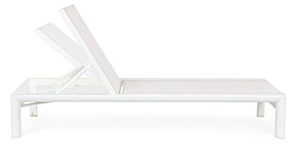 Lettino Prendisole da Esterno 74x200x98-32h cm Schienale a 4 Posizioni in Alluminio e Textilene Skipper Vapor