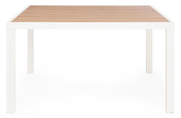 Tavolo da Esterno 136x136x75h cm in Alluminio e Polywood Hilija Naturale e Bianco