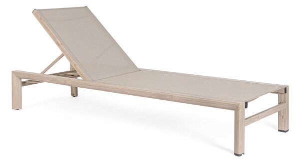 Lettino Prendisole da Esterno 74x200x98-32h cm Schienale a 4 Posizioni in Alluminio e Textilene Skipper Timber