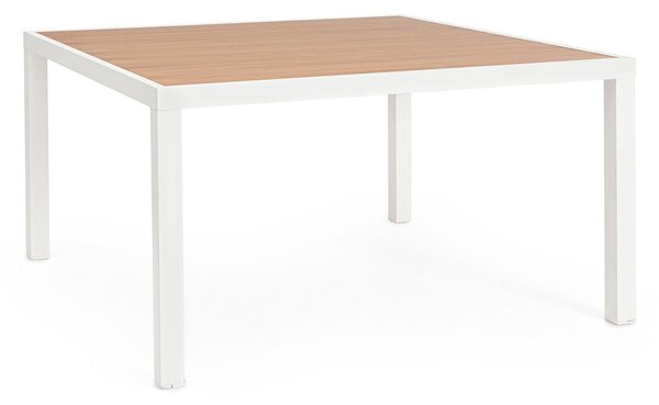 Tavolo da Esterno 136x136x75h cm in Alluminio e Polywood Hilija Naturale e Bianco