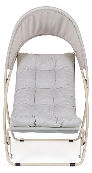 Poltrona da Giardino con Cuscini e Tettuccio 113x86x142h cm in Acciaio e Textilene Taito Grigio Chiaro