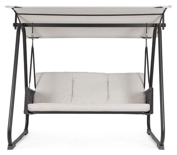 Dondolo da Giardino 3 Posti con Cuscini 210x138x182h cm in Acciaio e Poliestere Dedalo Grigio Chiaro