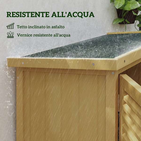 Outsunny Casetta da Giardino a 4 Ripiani con Anta a Persiana, Tettuccio in bitume, Capanno in legno, 87x46.5x160 cm, Giallo e Verde | Aosom Italy