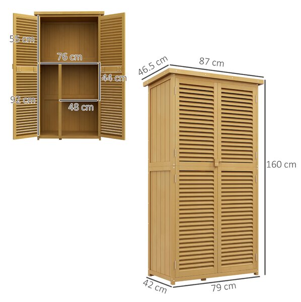 Outsunny Casetta da Giardino a 4 Ripiani con Anta a Persiana, Tettuccio in bitume, Capanno in legno, 87x46.5x160 cm, Giallo e Verde | Aosom Italy