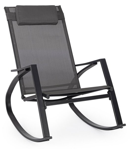 Poltrona a Dondolo da Giardino 60x107x95h cm in Acciaio e Textilene Ercolano Antracite