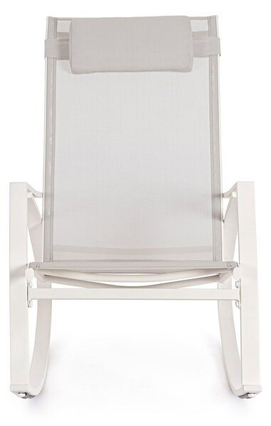 Poltrona a Dondolo da Giardino 60x107x95h cm in Acciaio e Textilene Ercolano Bianco e Grigio