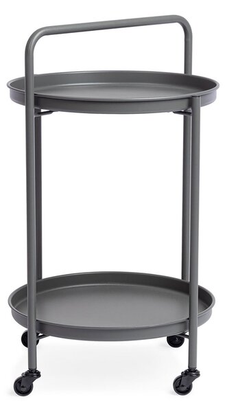 Tavolino da Esterno Carrello con Ruote Ø44,5x70h cm in Acciaio Austin Twin Antracite