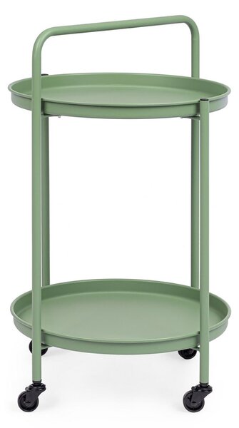 Tavolino da Esterno Carrello con Ruote Ø44,5x70h cm in Acciaio Austin Twin Leaf
