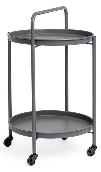 Tavolino da Esterno Carrello con Ruote Ø44,5x70h cm in Acciaio Austin Twin Antracite