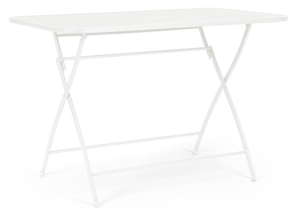 Tavolo da Esterno Pieghevole 110x70x72h cm in Acciaio Verniciato Yvonne Bianco