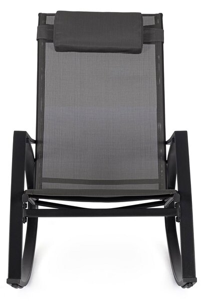Poltrona a Dondolo da Giardino 60x107x95h cm in Acciaio e Textilene Ercolano Antracite