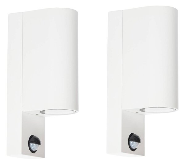 Prios applique da esterno Tetje, bianco, rotondo, sensore, set di 2 Tetje PRIOS, dimmerabile, Bianco / Opale, Alluminio, Moderno