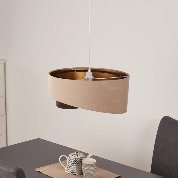 Lampada a sospensione Arianna Maco Design, dimmerabile, Crema / Ambra, Soggiorno / Sala da pranzo, Tessuto / Stoffa / Seta, Giovanile, Lampada a sospensione