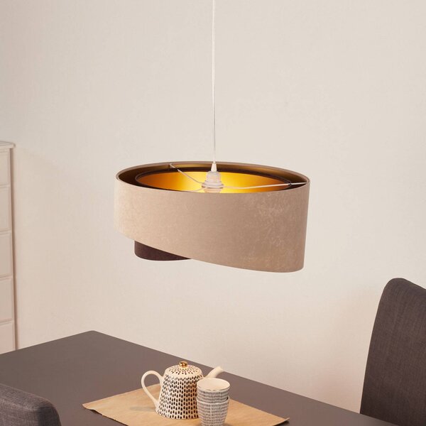 Lampada a sospensione Arianna Maco Design, dimmerabile, Crema / Ambra, Soggiorno / Sala da pranzo, Tessuto / Stoffa / Seta, Giovanile, Lampada a sospensione