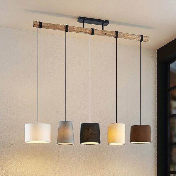 Lampada a sospensione Amilia Lindby, dimmerabile, Legno chiaro, Soggiorno / Sala da pranzo, Legno, Moderno, Lampada a sospensione