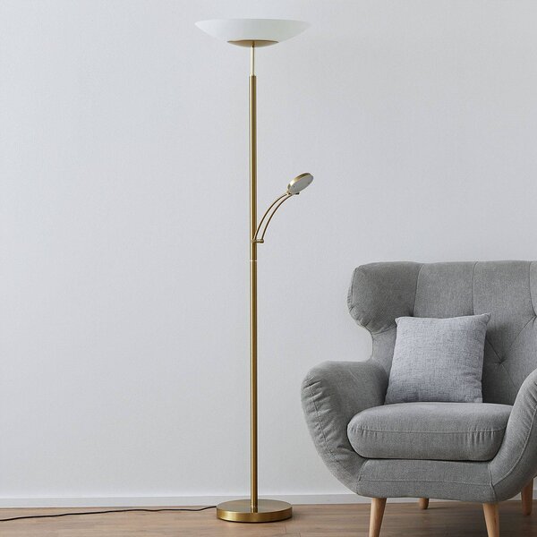 Paul Neuhaus Lampada da terra con luce lettura Alfred, dimmerabile, Ottone / Oro, Soggiorno / Sala da pranzo, Metallo, Moderno, Lampada LED da terra