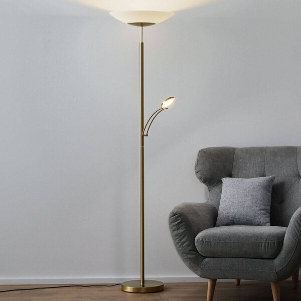 Paul Neuhaus Lampada da terra con luce lettura Alfred, dimmerabile, Ottone / Oro, Soggiorno / Sala da pranzo, Metallo, Moderno, Lampada LED da terra