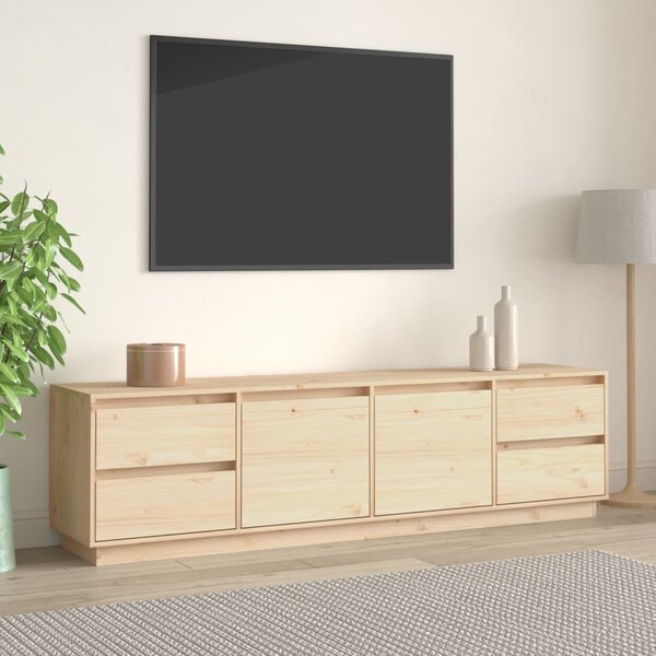 Mobile Porta TV Nero 156x37x45 cm in Legno Massello di Pino vidaXL