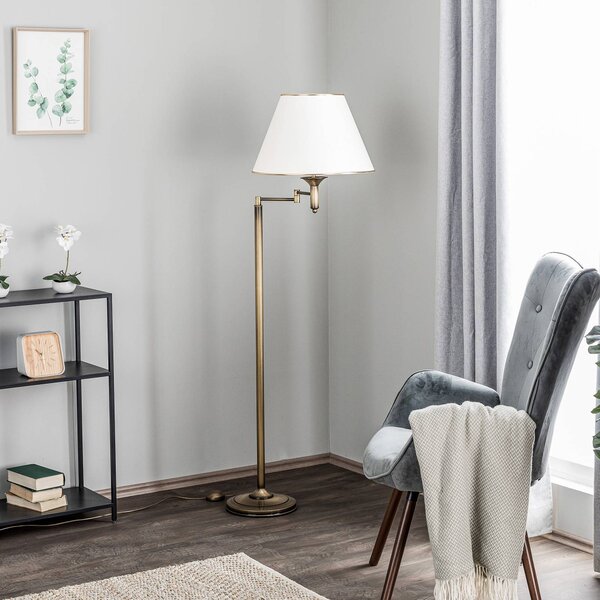 Lampada da terra Birmingham Jupiter, Bronzo / Ottone antico, Soggiorno / Sala da pranzo, Plastica, Antico, Lampada da terra