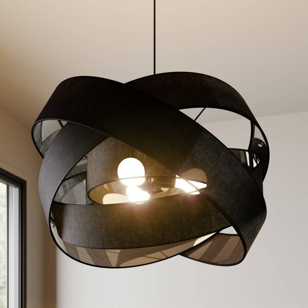 Lampada a sospensione Simaria Lindby, dimmerabile, Nero, Soggiorno / Sala da pranzo, Tessuto / Stoffa / Seta, Moderno, Lampada a sospensione