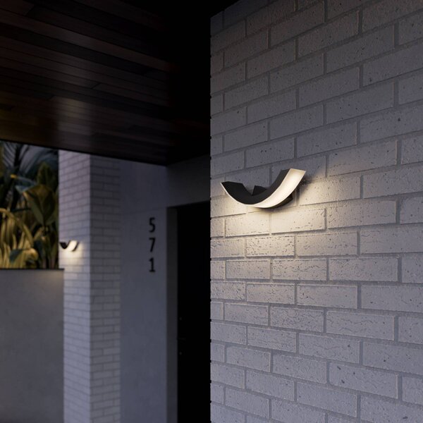 Applique da esterni a LED HALF Lucande, Nero, Alluminio, Moderno, Applique LED da esterni
