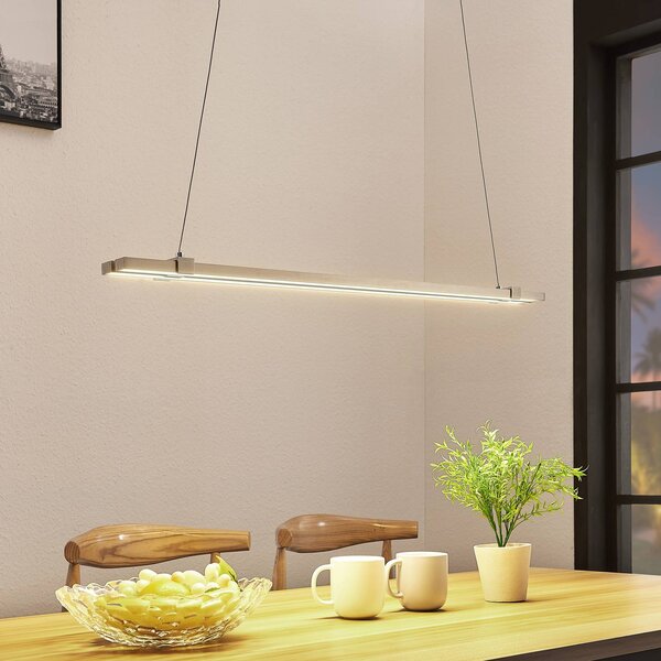 Lampada a sospensione LED Tymon, estraibile Tymon Lucande, dimmerabile, Alluminio / Grigio / Zincato, Soggiorno / Sala da pranzo, Metallo, Moderno
