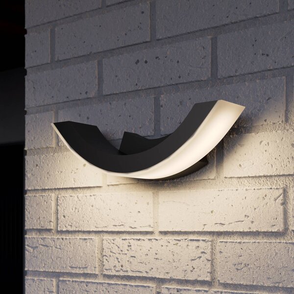 Applique da esterni a LED HALF Lucande, Nero, Alluminio, Moderno, Applique LED da esterni