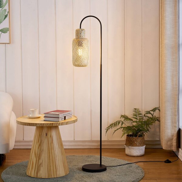 Lampada da terra Venora Lindby, Nero, Soggiorno / Sala da pranzo, Metallo, Lampada da terra