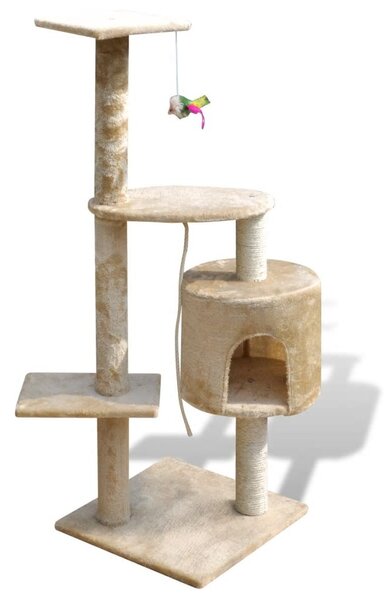 PawHut Tiragraffo gatto Albero Tiragraffi per Gatti Multi-livello, 2  Piattaforme 1 Casetta e Corde in Juta, Beige