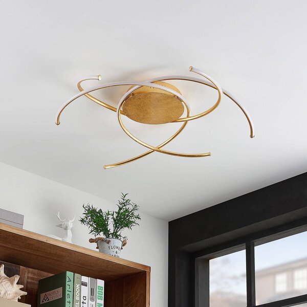 Plafoniera a LED Yareli Lindby, dimmerabile, Ottone / Oro, Soggiorno / Sala da pranzo, Metallo, Moderno, Plafoniera LED