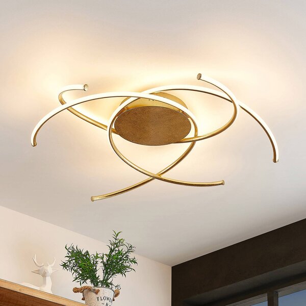 Plafoniera a LED Yareli Lindby, dimmerabile, Ottone / Oro, Soggiorno / Sala da pranzo, Metallo, Moderno, Plafoniera LED
