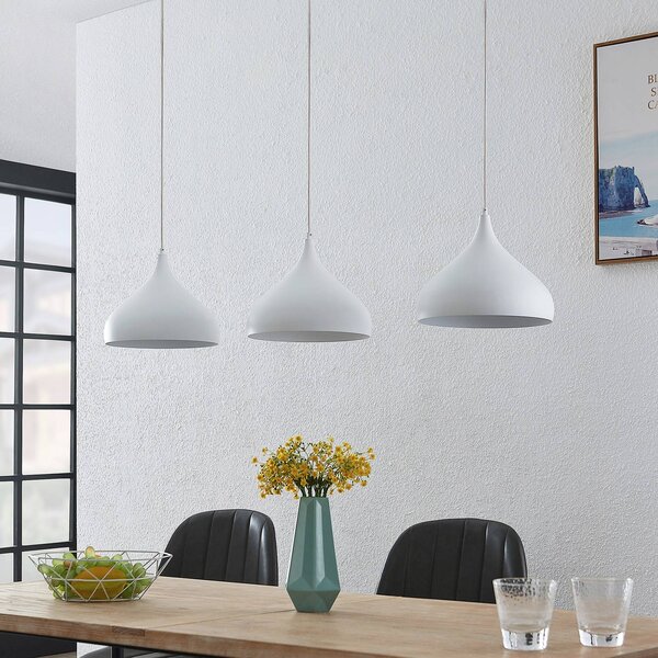 Lampada a sospensione Elamira Lindby, dimmerabile, Bianco / Opale, Soggiorno / Sala da pranzo, Metallo, Moderno, Lampada a sospensione