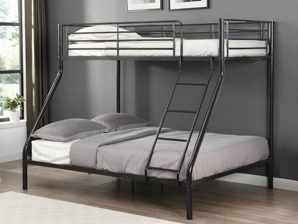 Letto a castello 90 e 140 x 190 cm Acciaio Nero + Materasso - ELEVATIO IV