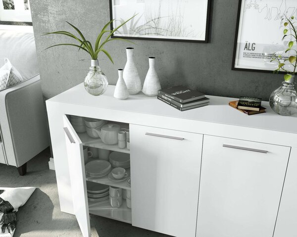 Credenza Amaculi, 144x42h80 cm, Bianco