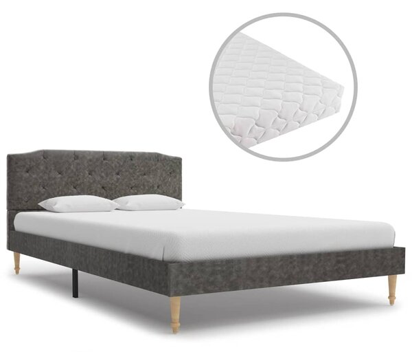 Letto boxspring con materasso Tessuto grigio chiaro 120x200 cm