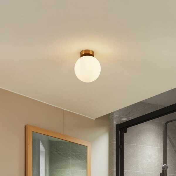 Plafoniera Bidolo Lucande, dimmerabile, Ottone / Oro, Bagno, Vetro, Plafoniera