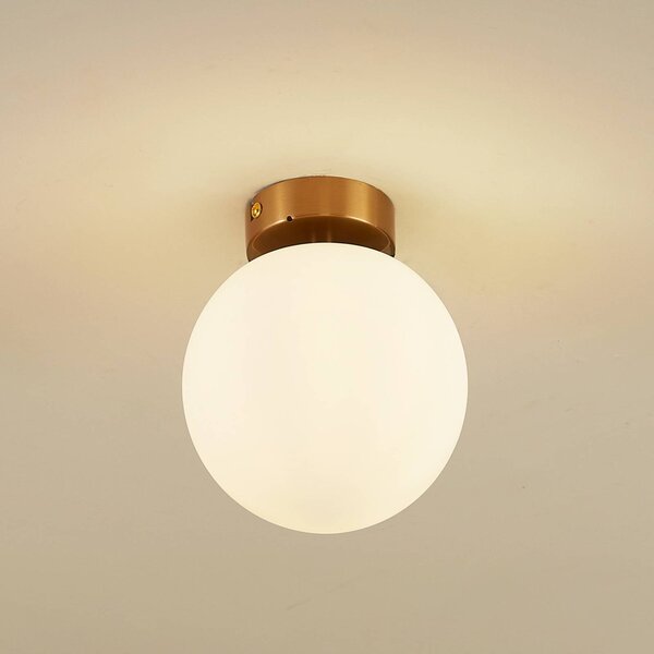 Plafoniera Bidolo Lucande, dimmerabile, Ottone / Oro, Bagno, Vetro, Plafoniera