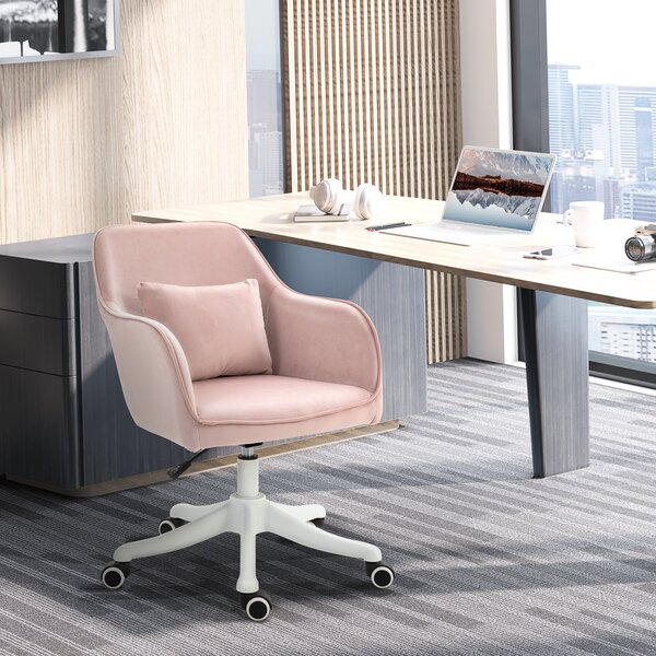 Vinsetto Sedia da Ufficio Massaggiante a 2 Punti con Cuscino e Braccioli, in Tessuto, 57x70x78-86 cm, Rosa