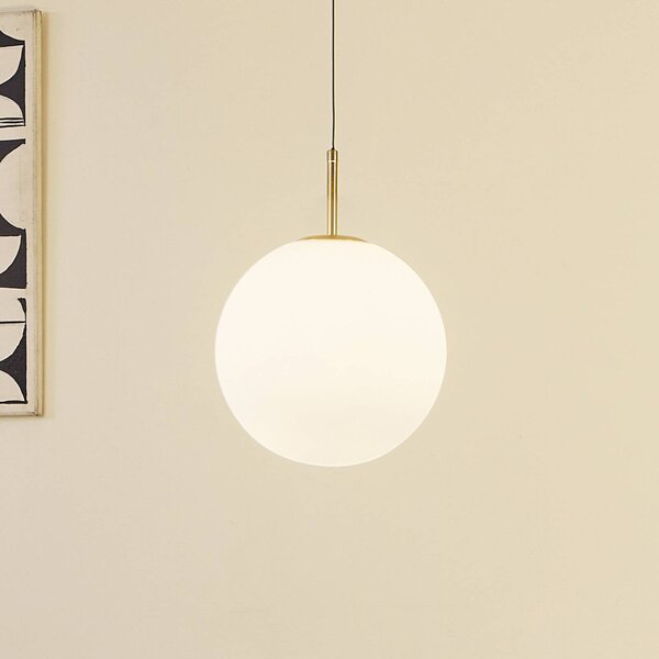 Lampada a sospensione in vetro Joran Lucande, Bianco / Opale, Soggiorno / Sala da pranzo, Vetro, Moderno, Lampada a sospensione