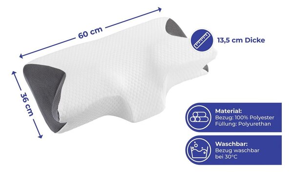 Cuscino anatomico con imbottitura in memory foam 36x60 cm - Maximex