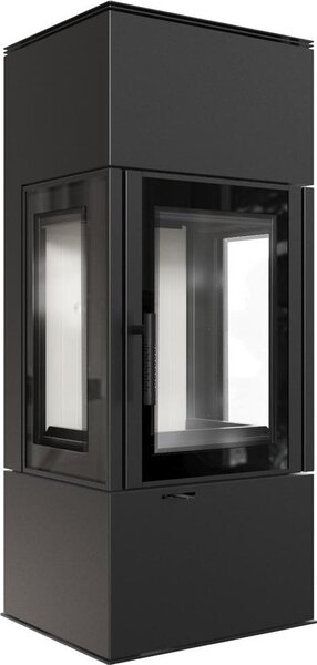 Stufa a legna in acciaio KRATKI THOR VIEW Ø 150 8 kW con porta a chiusura automatica