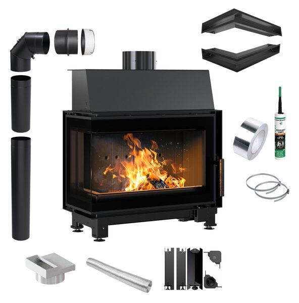 Inserto camino in acciaio KRATKI SIMPLE sinistro 6 kW Ø 150 rivestimento nero