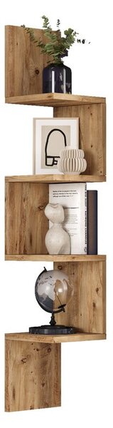 Libreria a muro in pino decorato in colore naturale 22x117 cm Laura - Kalune Design