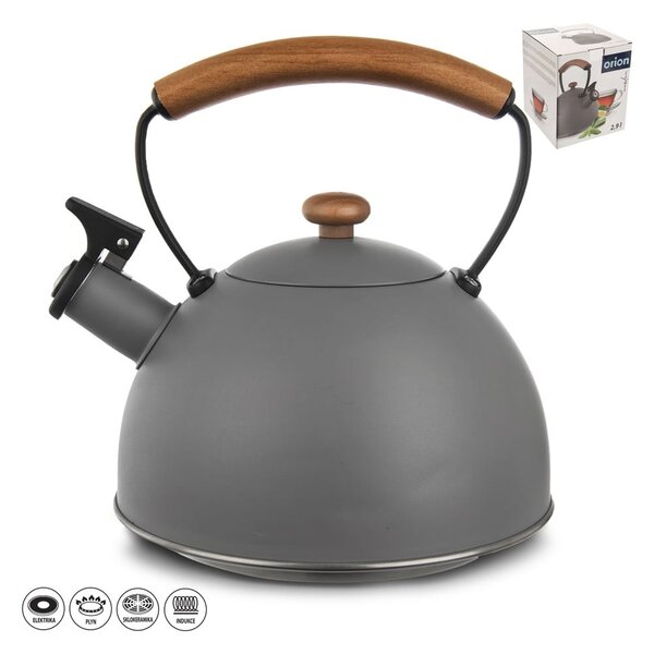 Teiera grigia in acciaio inox 3 l Wooden - Orion