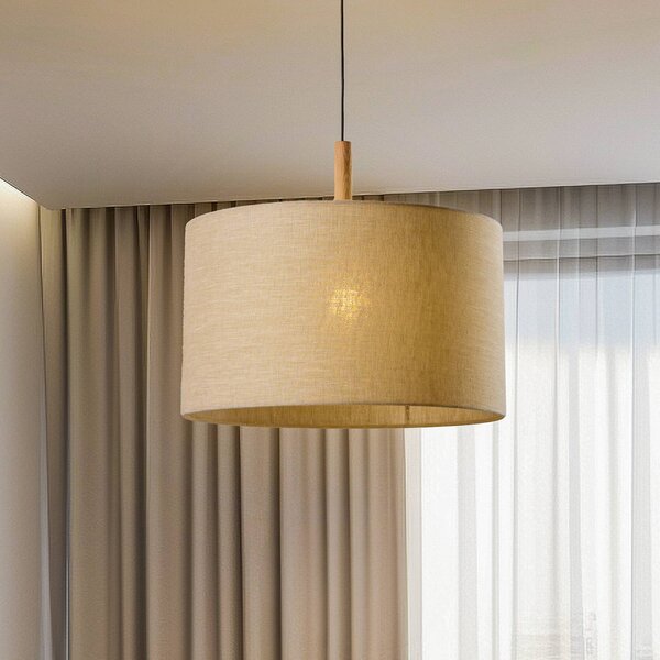 Lampada a sospensione Deva Nature, 1 luce, paralume in tessuto Nature TK Lighting, dimmerabile, Soggiorno / Sala da pranzo, Tessuto / Stoffa / Seta, Scandinavo