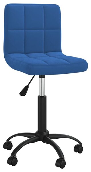Sedia Girevole da Ufficio Blu in Velluto